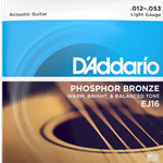D'Addario EJ16 Phosphor Bronze Acoustic Guitar Strings, Light, 12-53