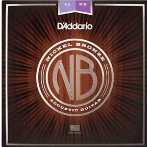 D'Addario NB1152 Nickel Bronze Acoustic Guitar Strings, Custom Light, 11-52